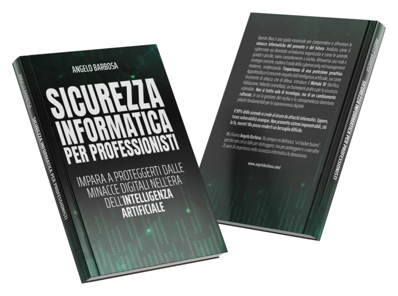 Il libro «Sicurezza informatica per professionisti» di Angelo Barbosa, fronte e retro
